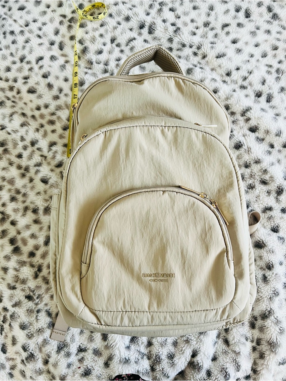Isaac Mizrahi Cream Lightweight Backpack with Front Pocket